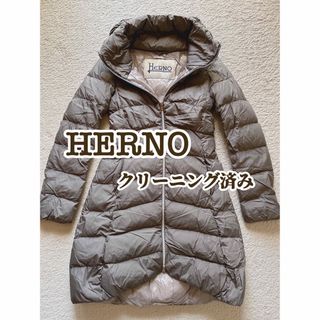 ヘルノ(HERNO)の美品★ヘルノ ダウン コート Aライン ロング ポーラーテック グレージュ 40(ダウンコート)