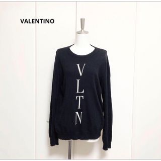 ヴァレンティノ(VALENTINO)のレア　VALENTINO ヴァレンティノ　カシミヤ　ロゴ　ニット　ブラック　M(ニット/セーター)