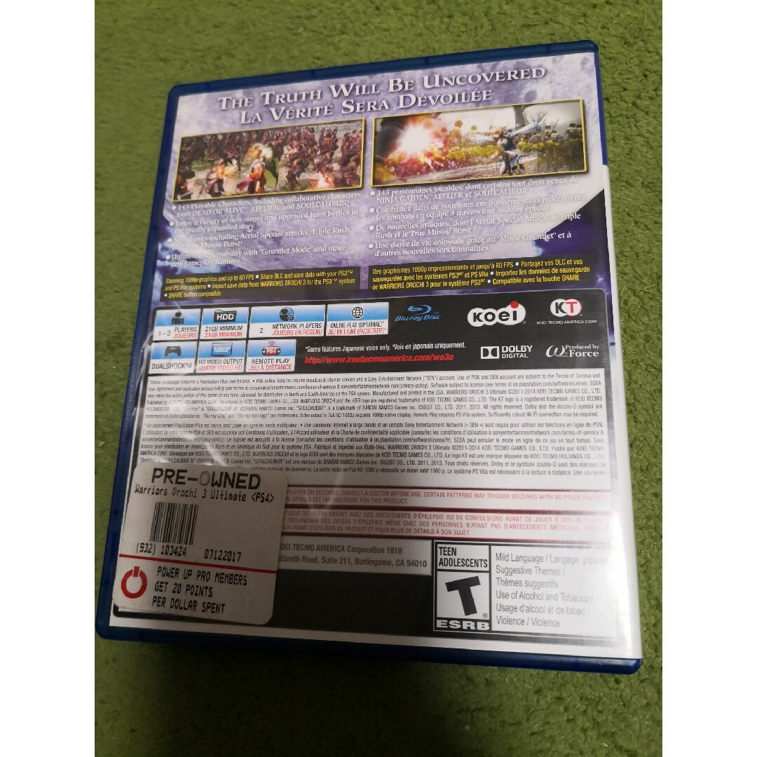 PlayStation4(プレイステーション4)の北米版 無双OROCHI 2 アルティメットWARRIOR OROCHI 3 エンタメ/ホビーのゲームソフト/ゲーム機本体(家庭用ゲームソフト)の商品写真