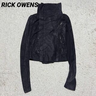 リックオウエンス(Rick Owens)のRick Owens ラムレザージャケット　ブラック　38 レディース(ライダースジャケット)