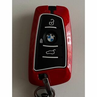 BMW Fシリーズ 赤カーボン調メタル製キーケース ブロンズ風カラナビ 3(車内アクセサリ)