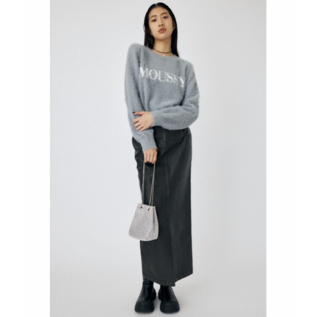 moussy(マウジー)のSHAGGY MOUSSY LOGO KNIT /アイボリー レディースのトップス(ニット/セーター)の商品写真