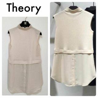 セオリー(theory)の美品♡ Theory 20aw モックネック異素材ノースリーブトップス エクリュ(ニット/セーター)