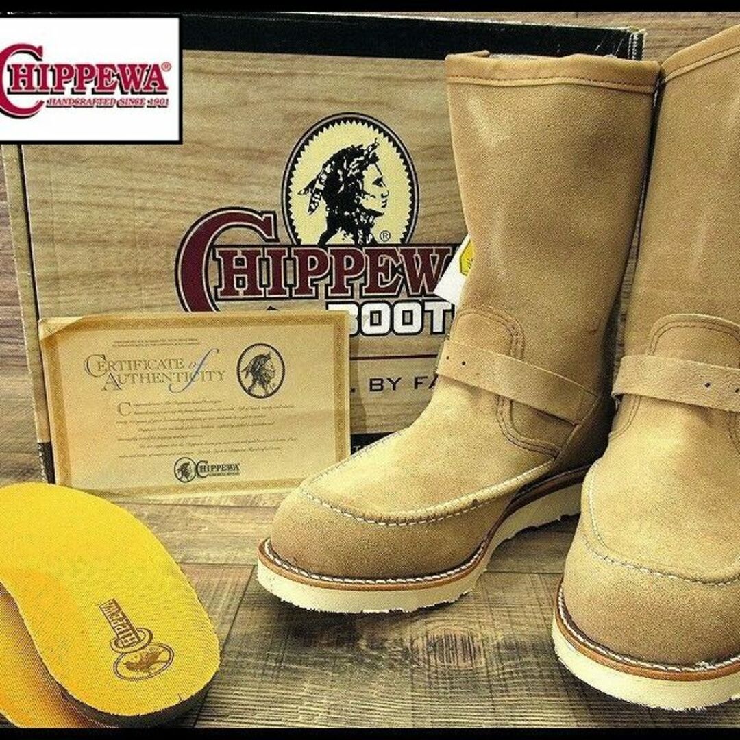 CHIPPEWA(チペワ)の新品 チペワ 黒タグ 97874 モックトゥ エンジニア ブーツ ベージュ 27 メンズの靴/シューズ(ブーツ)の商品写真