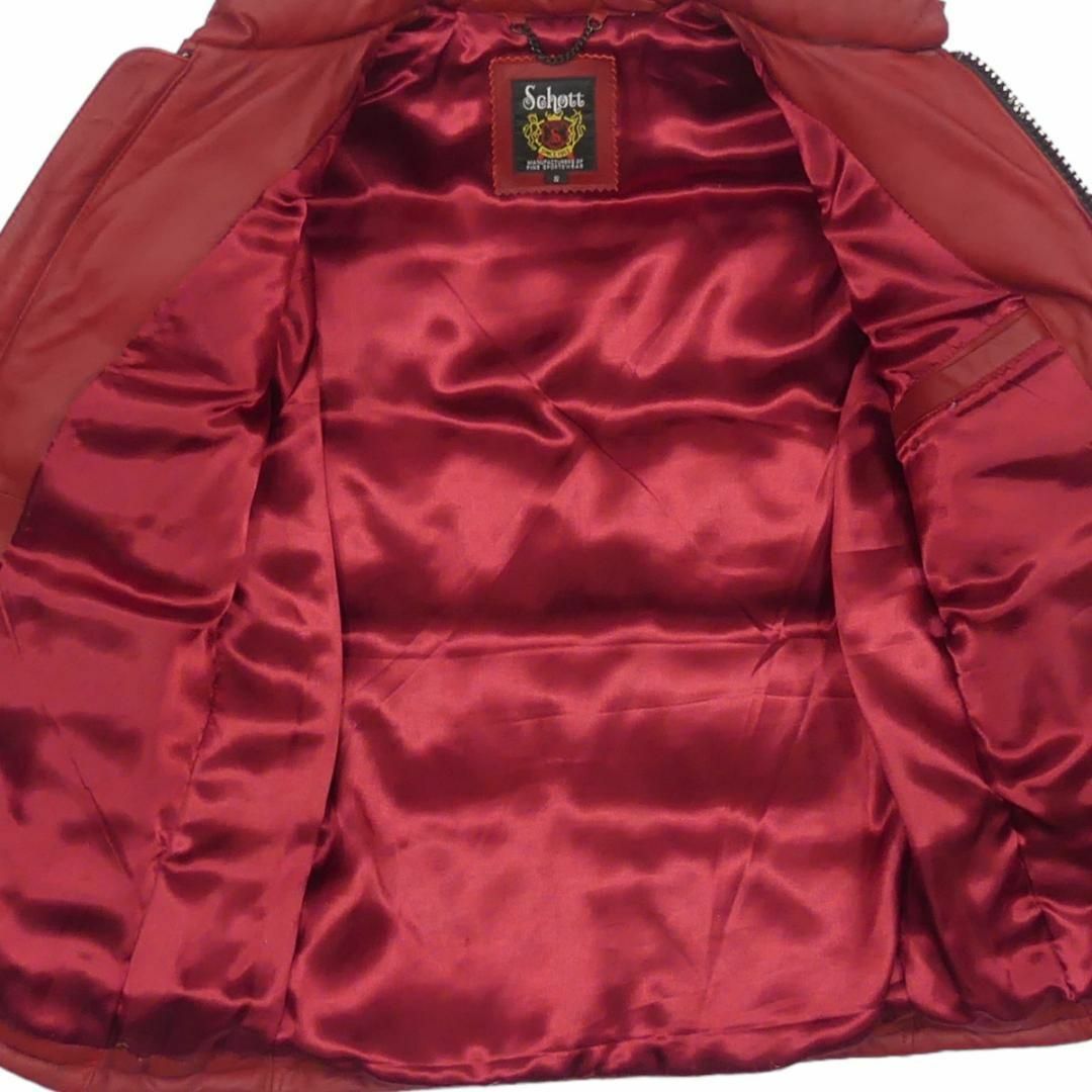 Schott ショット レザーダウンジャケット S 赤 革 ライダースX7098 Schott ショット レザーダウンジャケット S 赤 革 ライダースX7098