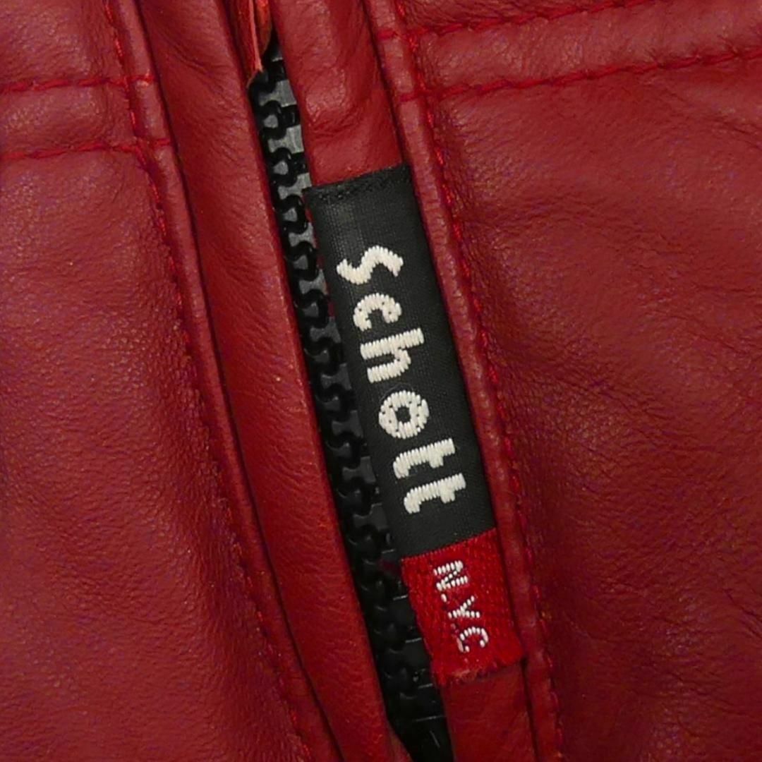 Schott ショット レザーダウンジャケット S 赤 革 ライダースX7098 Schott ショット レザーダウンジャケット S 赤 革 ライダースX7098