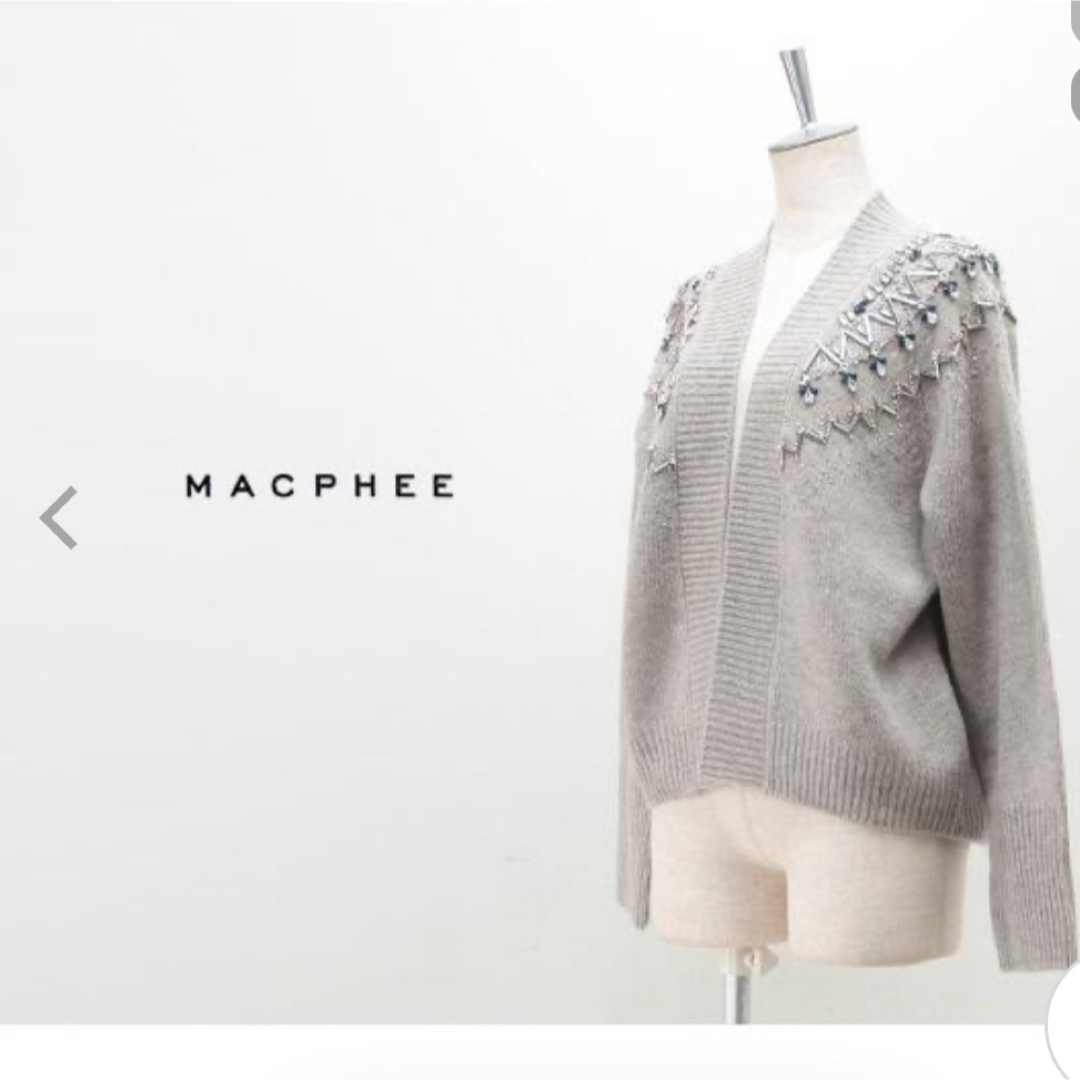 MACPHEE(マカフィー)の美品　マカフィー ウール ビジュー付ニットカーディガン レディースのトップス(ニット/セーター)の商品写真