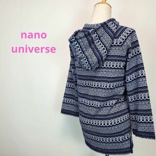 ナノユニバース(nano・universe)のナノ・ユニバース(M)総柄七分丈パーカー紺色スリット入り(パーカー)