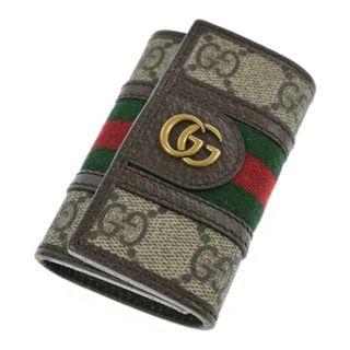 グッチ(Gucci)のGUCCI グッチ キーケース・キーホルダー - ベージュx緑x赤(総柄) 【古着】【中古】(キーケース)