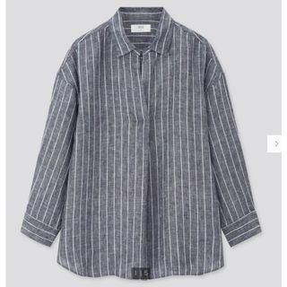 ユニクロ(UNIQLO)のユニクロ　プレミアムリネンスキッパーストライプシャツ7分袖(シャツ/ブラウス(長袖/七分))