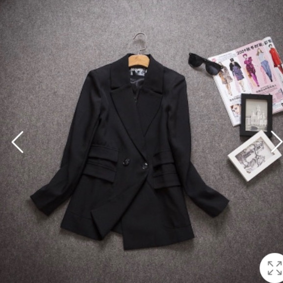 黒パンツスーツ レディースのフォーマル/ドレス(スーツ)の商品写真