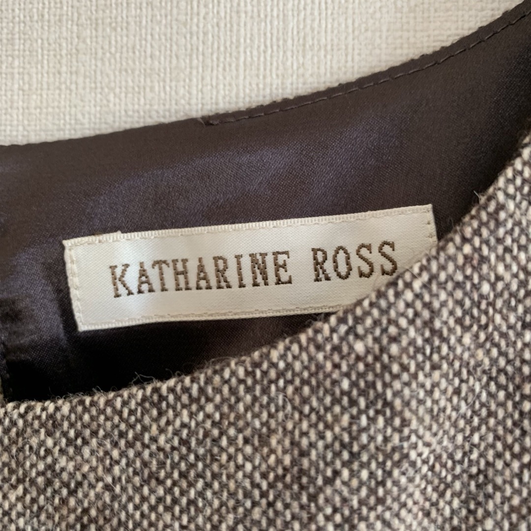 KATHARINE ROSS(キャサリンロス)のキャサリンロス M レディース ワンピース 花柄 刺繍 茶 重ね着 可愛い レディースのワンピース(ひざ丈ワンピース)の商品写真