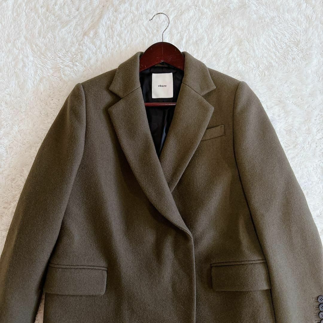 ebure(エブール)の美品✨ebure ロングコート チェスターコート カーキ ウールアンゴラ 36 レディースのジャケット/アウター(ロングコート)の商品写真
