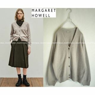 マーガレットハウエル(MARGARET HOWELL)の2021美品マーガレットハウエル☆スコットランド製カシミヤコットンVカーディガン(カーディガン)