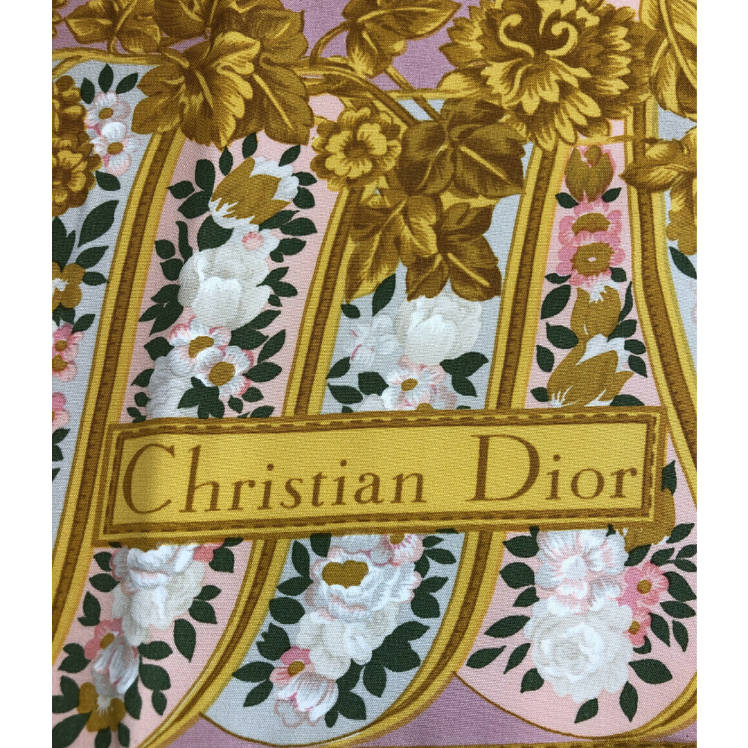 Christian Dior(クリスチャンディオール)のクリスチャンディオール スカーフ シルク100% ローズ総柄 レディース レディースのファッション小物(バンダナ/スカーフ)の商品写真