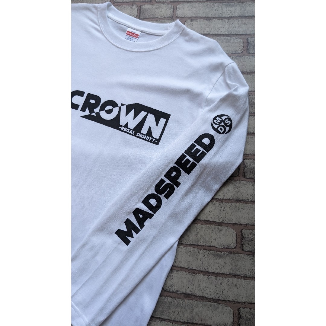 UnitedAthle(ユナイテッドアスレ)の【MADSPEED】趣味Tシャツ クラウン crown 王冠 長袖 白 M 自動車/バイクの自動車(車外アクセサリ)の商品写真