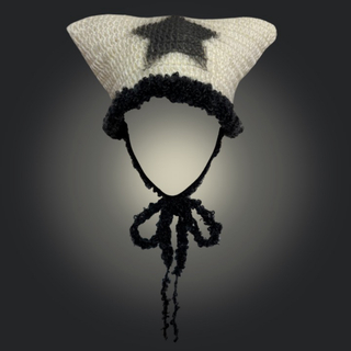 y2k y2kファッション グランジファッション ハンドメイド 猫耳ニット帽(ニット帽/ビーニー)
