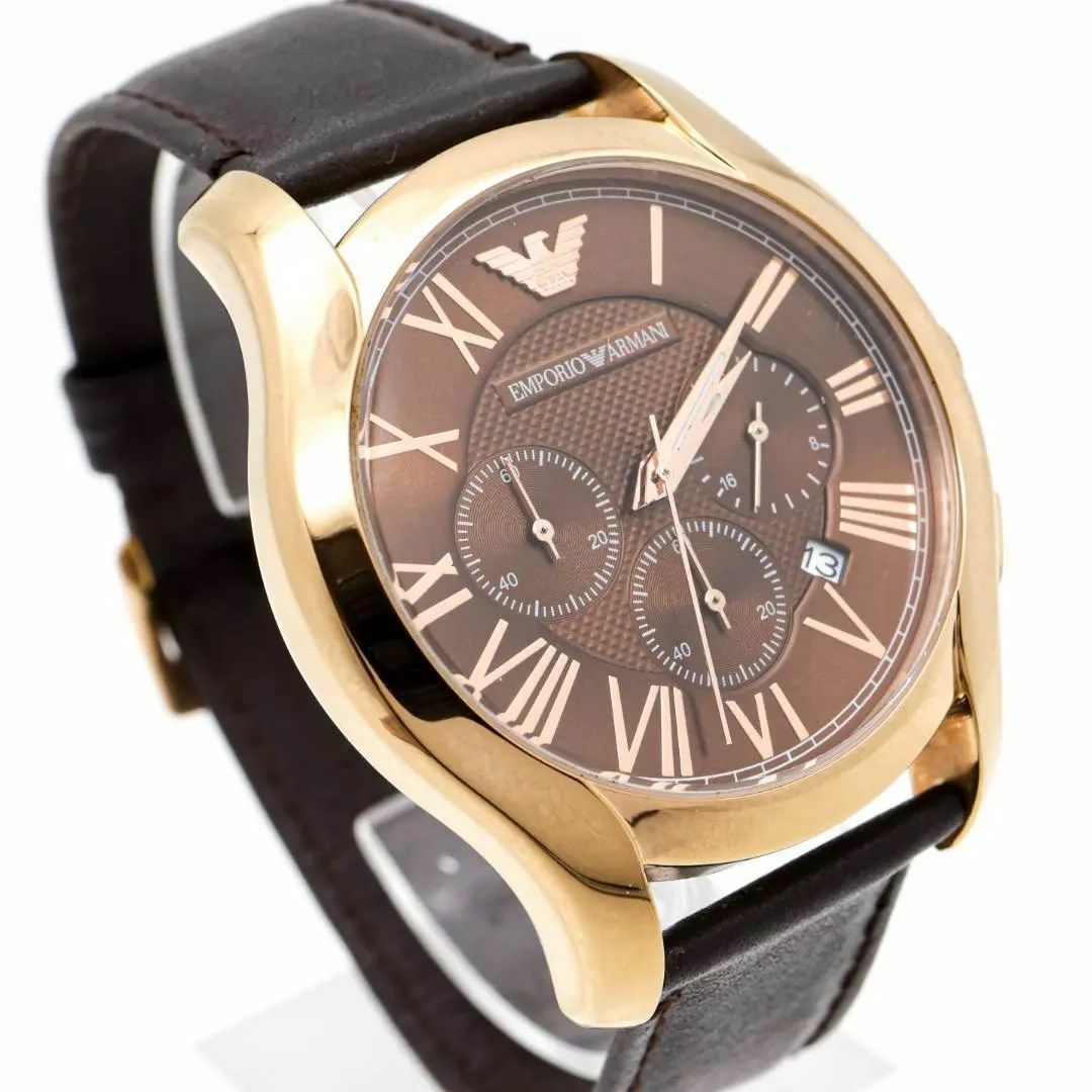 直売一掃 《美品》EMPORIO ARMANI 腕時計 ブラウン クロノグラフ