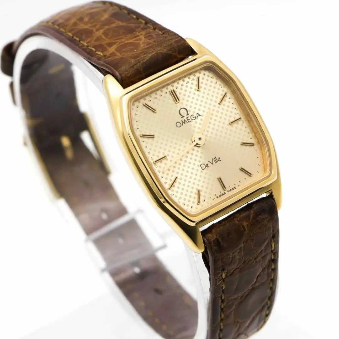 金色茶色サイズ《希少》OMEGA DE VILLE 腕時計 ゴールド 全純正 プッシュ v