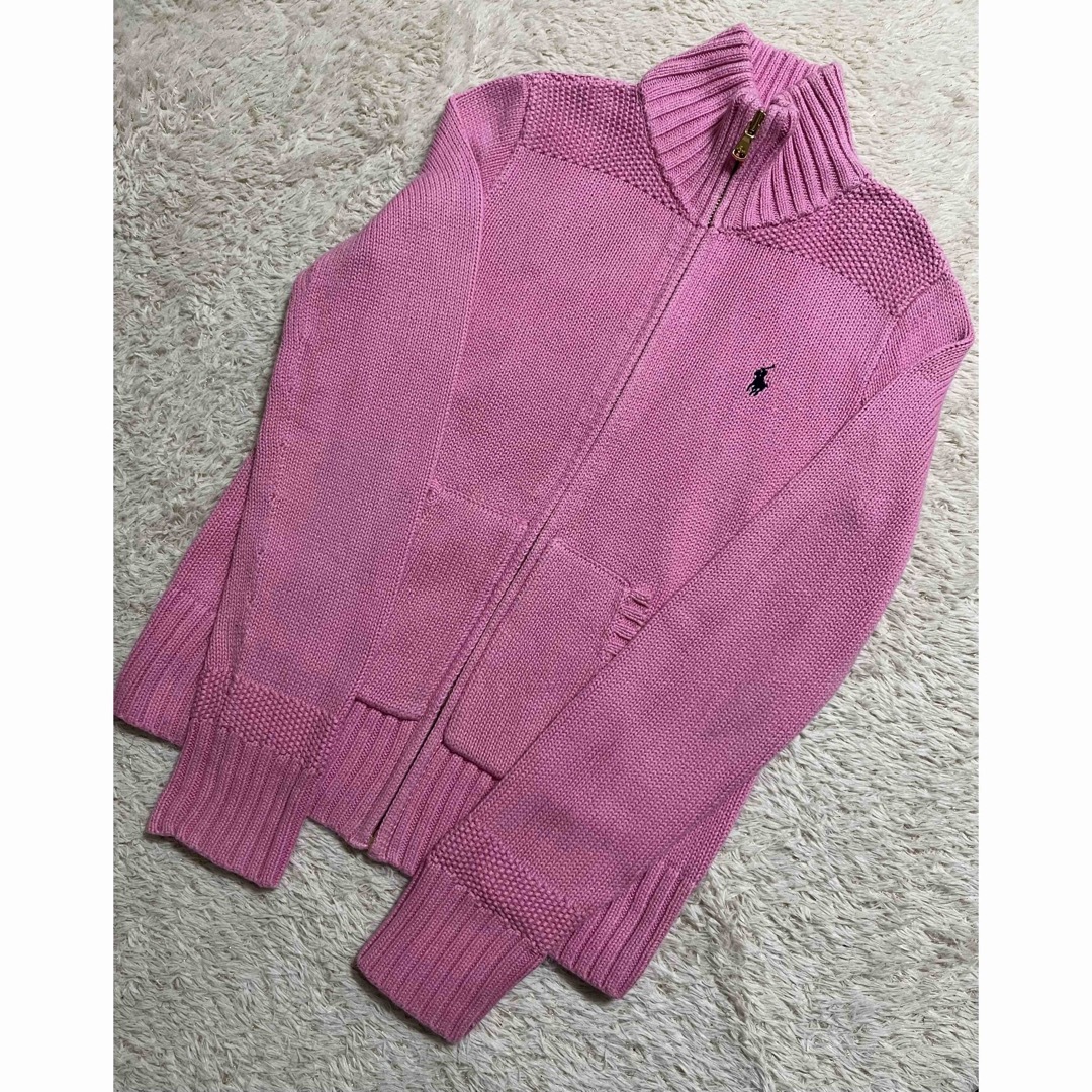 POLO RALPH LAUREN(ポロラルフローレン)のポロ　ラルフローレン　ピンク　ジップアップ　カーディガン　ニット　人気　完売 レディースのトップス(ニット/セーター)の商品写真