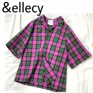 エルシー(ellecy)の美品【&ellecy】チェック柄シャツジャケット 七分袖 ビッグシルエット(シャツ/ブラウス(半袖/袖なし))