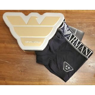 エンポリオアルマーニ(Emporio Armani)のエンポリオアルマーニ　新品　メンズ　ボクサーパンツ(シルバー/ブラックS)(ボクサーパンツ)