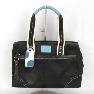 コーチ(COACH)の『USED』 COACH コーチ ハンプトンズ ウイークエンド F11992 ハンドバッグ ナイロン ブラック×ブルー【中古】(ハンドバッグ)