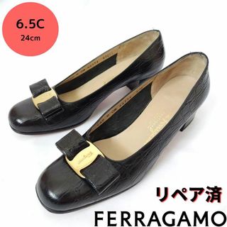 サルヴァトーレフェラガモ(Salvatore Ferragamo)の良品❤フェラガモ【Ferragamo】リザード型押し ヴァラリボン パンプス(ハイヒール/パンプス)