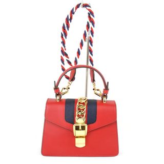 グッチ(Gucci)の美品『USED』 GUCCI グッチ シルヴィ 2WAY 470270 ショルダーバッグ レザー レッド【中古】(ショルダーバッグ)