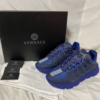 ヴェルサーチ(VERSACE)の新品 本物 正規品 VERSACE メンズ スニーカー トライグレカ ロゴ 青(スニーカー)