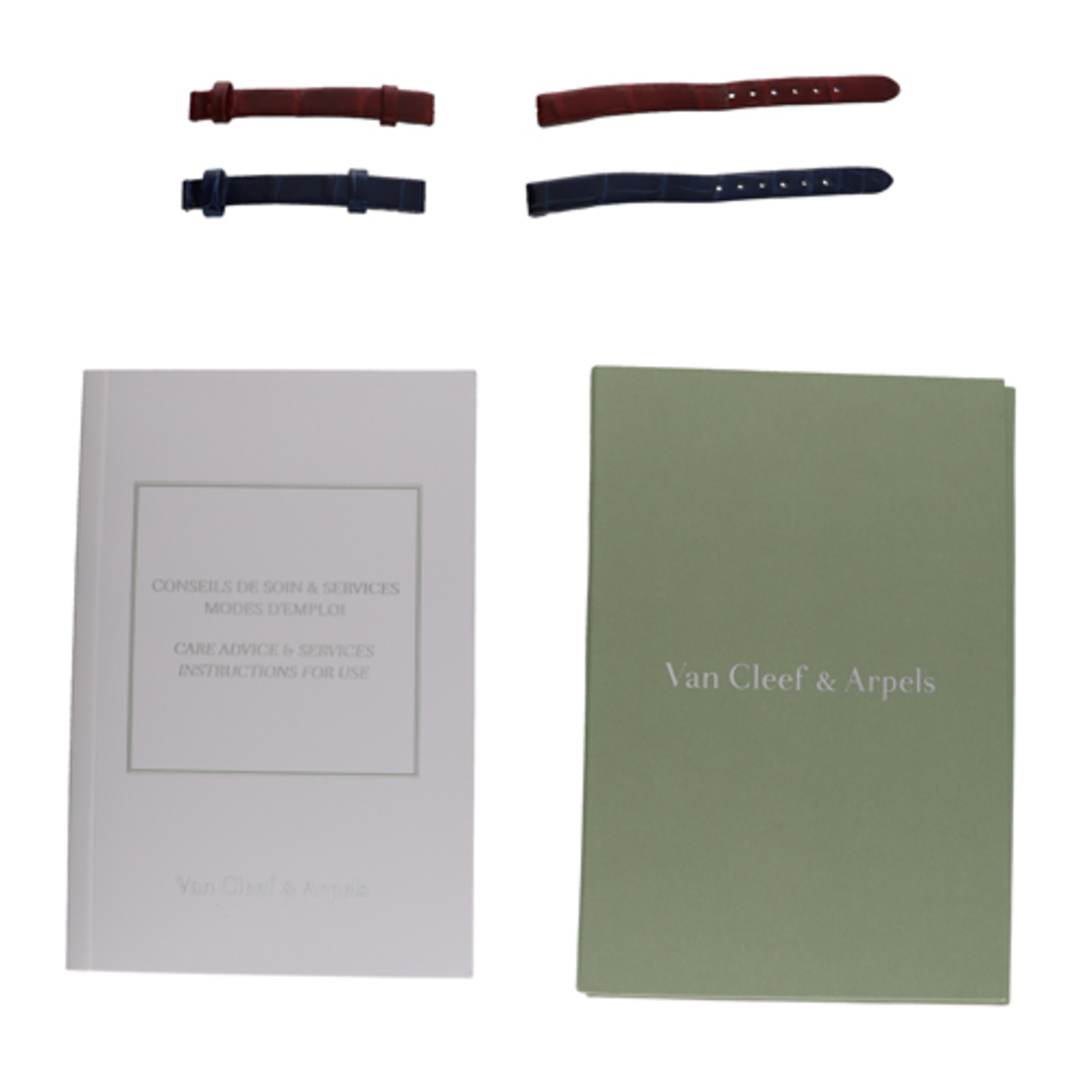 Van Cleef & Arpels(ヴァンクリーフアンドアーペル)の【118961】Van Cleef & Arpels ヴァンクリーフ＆アーペル  VCAR08SF00 アルハンブラウォッチ ホワイトシェルダイヤル PG/レザー（クロコ） クオーツ 保証書 純正ボックス 腕時計 時計 WATCH レディース 女性 女【中古】 レディースのファッション小物(腕時計)の商品写真