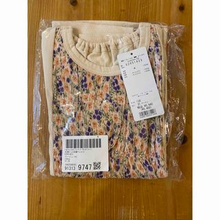 ハッカキッズ(hakka kids)の新品未開封品 ハッカキッズ 花柄ドット切替Tシャツ サイズ120(Tシャツ/カットソー)