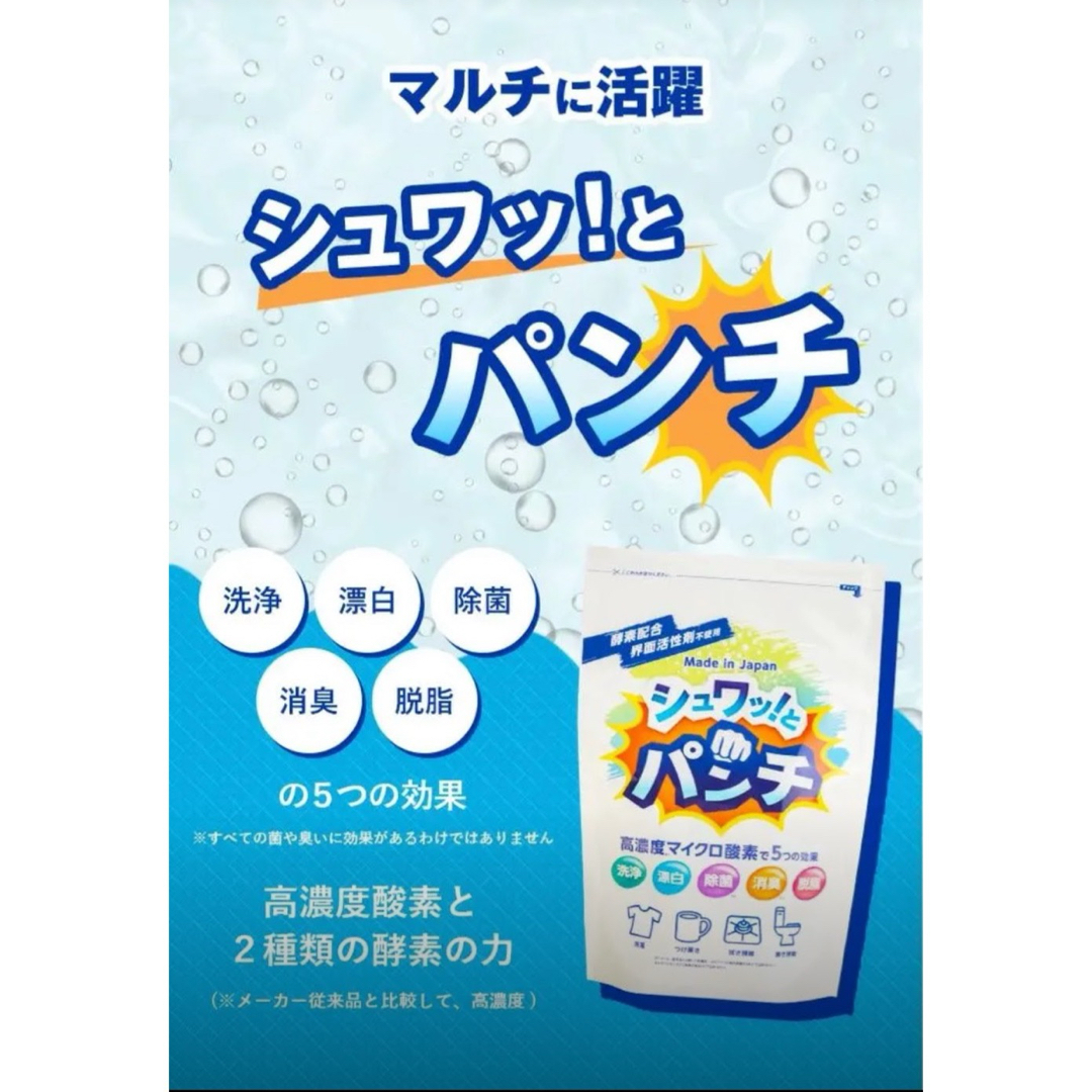 専用スプーン付　シュワっとパンチ　お試し500g  取扱説明書コピー付　a インテリア/住まい/日用品の日用品/生活雑貨/旅行(洗剤/柔軟剤)の商品写真