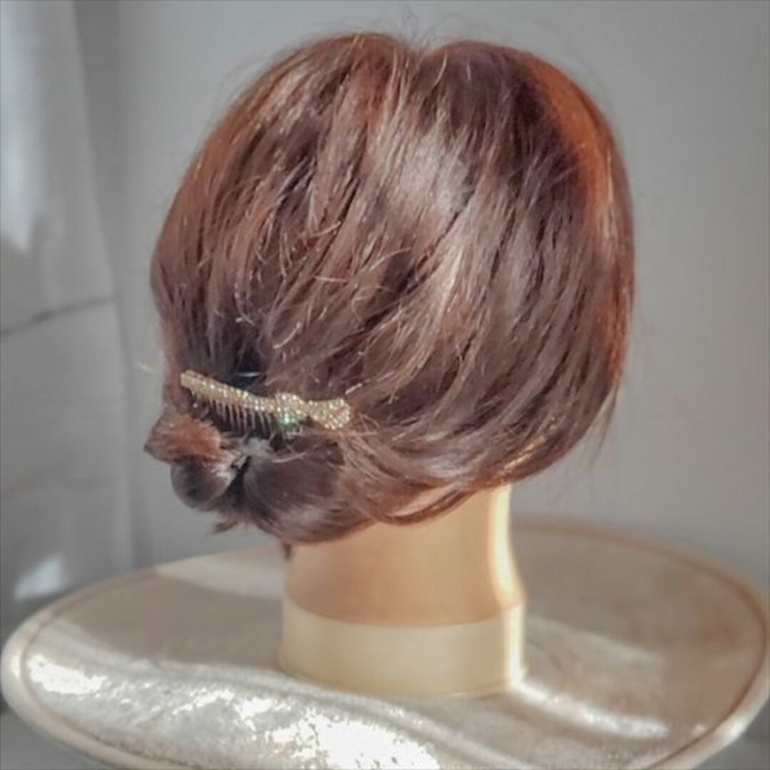 髪飾り リボンB ヘアコーム ビジュー ゴールド ヘアアクセサリー 洋装 レディースのヘアアクセサリー(その他)の商品写真