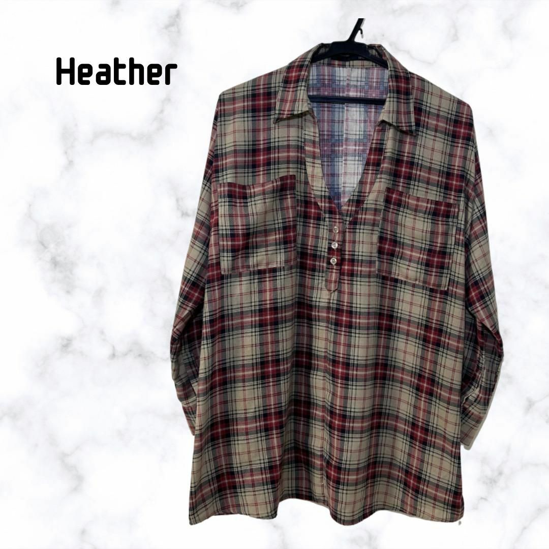 heather(ヘザー)のヘザー　HEATHER　チェックシャツ　レディース　オーバーサイズ　フリー レディースのトップス(シャツ/ブラウス(長袖/七分))の商品写真