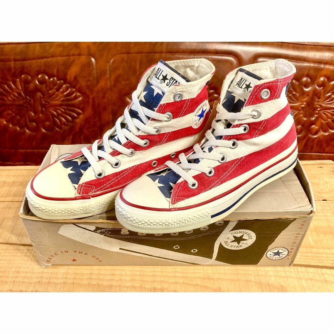 CONVERSE(コンバース)の★90s!USA!レア!コンバース オールスター 星条旗 白/赤 デッド★ レディースの靴/シューズ(スニーカー)の商品写真