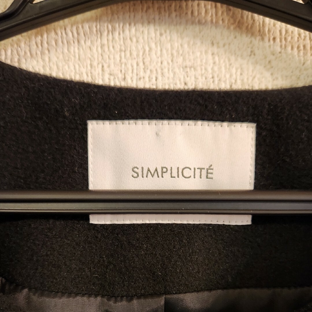 Simplicite(シンプリシテェ)の美品　Simplicite　ノーカラーコート　シンプリシテェ レディースのジャケット/アウター(ノーカラージャケット)の商品写真