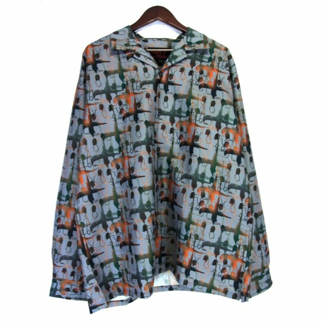 68cm着丈カタリスト CVTVLIST ■ 【 cross pattern shirts 】 オープンカラー クロス柄 ロングスリーブ シャツ　30798