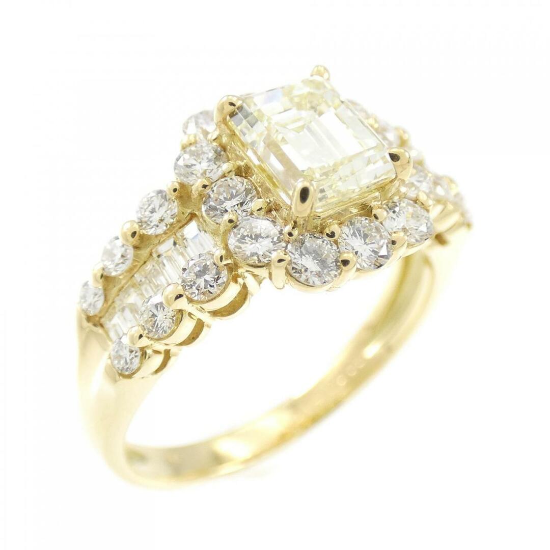 【リメイク】K18YG ダイヤモンド リング 1.014CT VLY SI2 エメラルドカット レディースのアクセサリー(リング(指輪))の商品写真