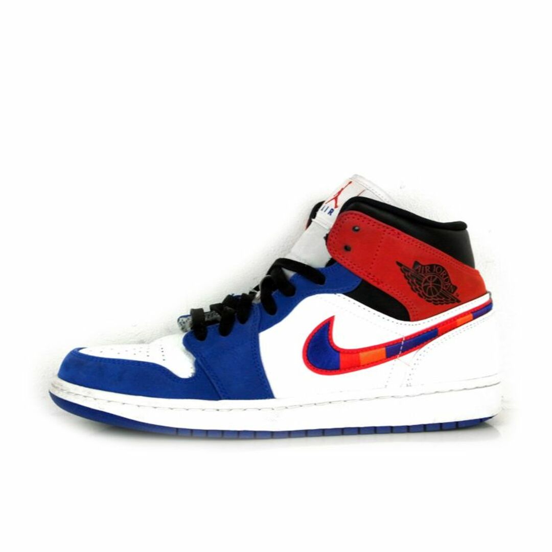 NIKE(ナイキ)のナイキ NIKE ■ 【 AIR JORDAN 1 MID WHITE BLUE RED 852542 146 】 エア ジョーダン 1 ミッド ホワイト ブルー マルチ スウッシュ スニーカー f20081 メンズの靴/シューズ(スニーカー)の商品写真