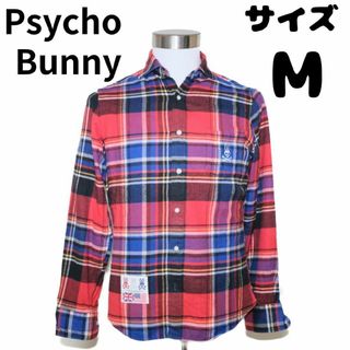 サイコバニー(Psycho Bunny)のPsycho Bunny サイコバニー チェックネルシャツ 刺繍ワンポイント M(シャツ)