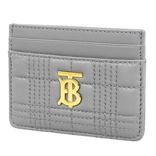 BURBERRY - BURBERRY(バーバリー) キルティング ローラ TBロゴ カードホルダー カードケース 名刺入れ 定期入れ パスケース 小物 ラムスキン グレー灰 ゴールド金具 レディース 40802073088【中古】【アラモード】