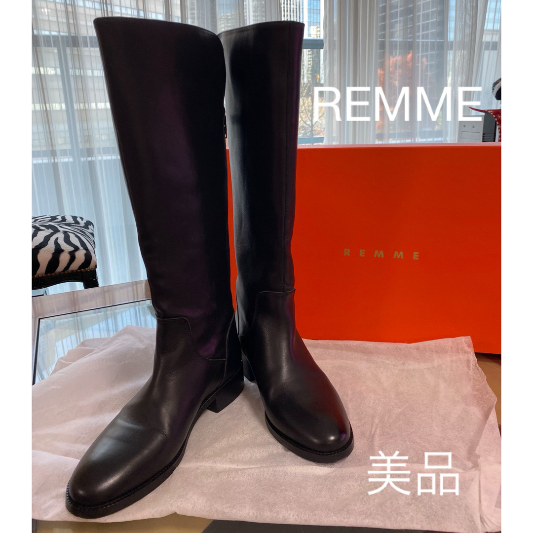 REMME(レメ)のREMME レメ レザーロングブーツ バックジップ 37 24cm レディースの靴/シューズ(ブーツ)の商品写真