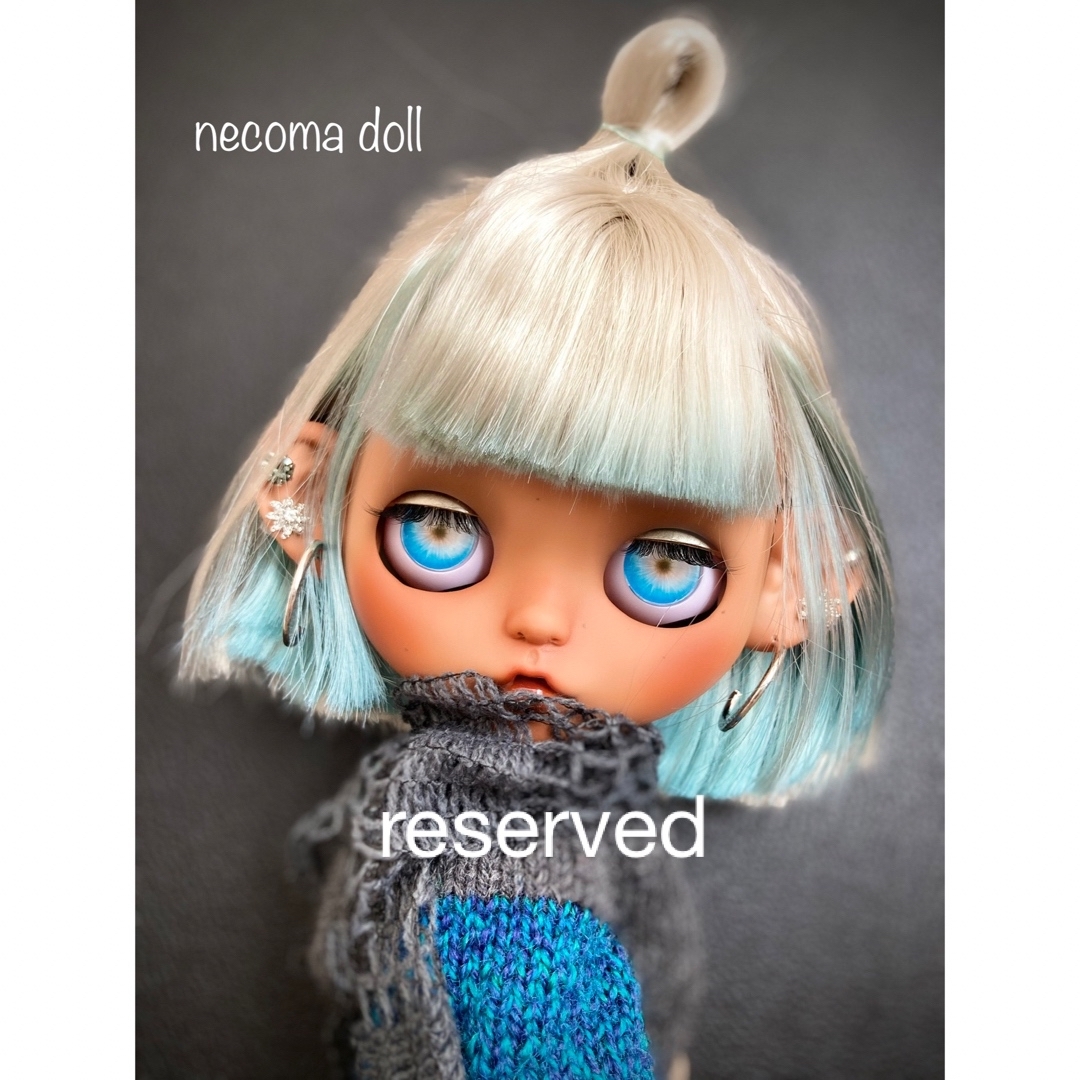 ハンドメイド専用【necoma doll】ブルーインナーカラーのダーク肌ちゃん◆フルセット！