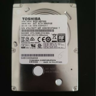 トウシバ(東芝)の中古ハードディスク HDD 500GB ノートPC用(PCパーツ)