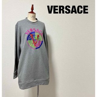 約45cm袖丈VERSACE ヴェルサーチ 半袖Ｔシャツ メドゥーサ トップス メデューサ ショート丈 クロップド丈 タイダイ アパレル 薄手  服 36 グリーン 緑 コットン    レディース 人気 春 夏【品】