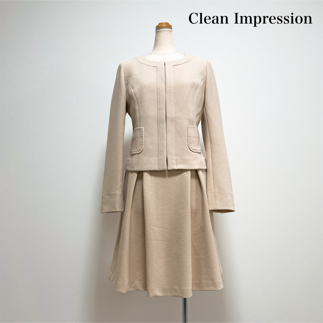 CLEAR IMPRESSION(クリアインプレッション)のCLEAR IMPRESSION スカートスーツ ノーカラー フレア セレモニー レディースのフォーマル/ドレス(スーツ)の商品写真