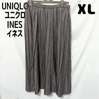 ユニクロ(UNIQLO)のユニクロ イネス プリーツロングスカート グレンチェック XL(ロングスカート)