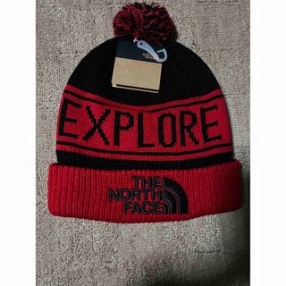 ザノースフェイス(THE NORTH FACE)のノースフェイス　Retro TNF Pom Beanie 黒/赤(ニット帽/ビーニー)