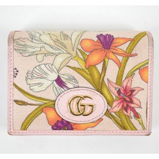 グッチ(Gucci)のGUCCI/グッチ　GGマーモント　フローラプリントキャンバスコンパクトウォレット　二つ折り財布　577347-0416　カラー：ピンク【中古】(財布)